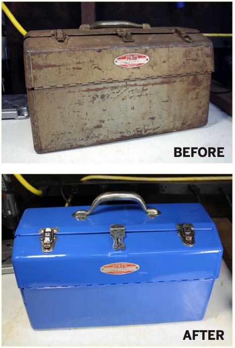 repainting a metal tool box|old metal toolbox repair.